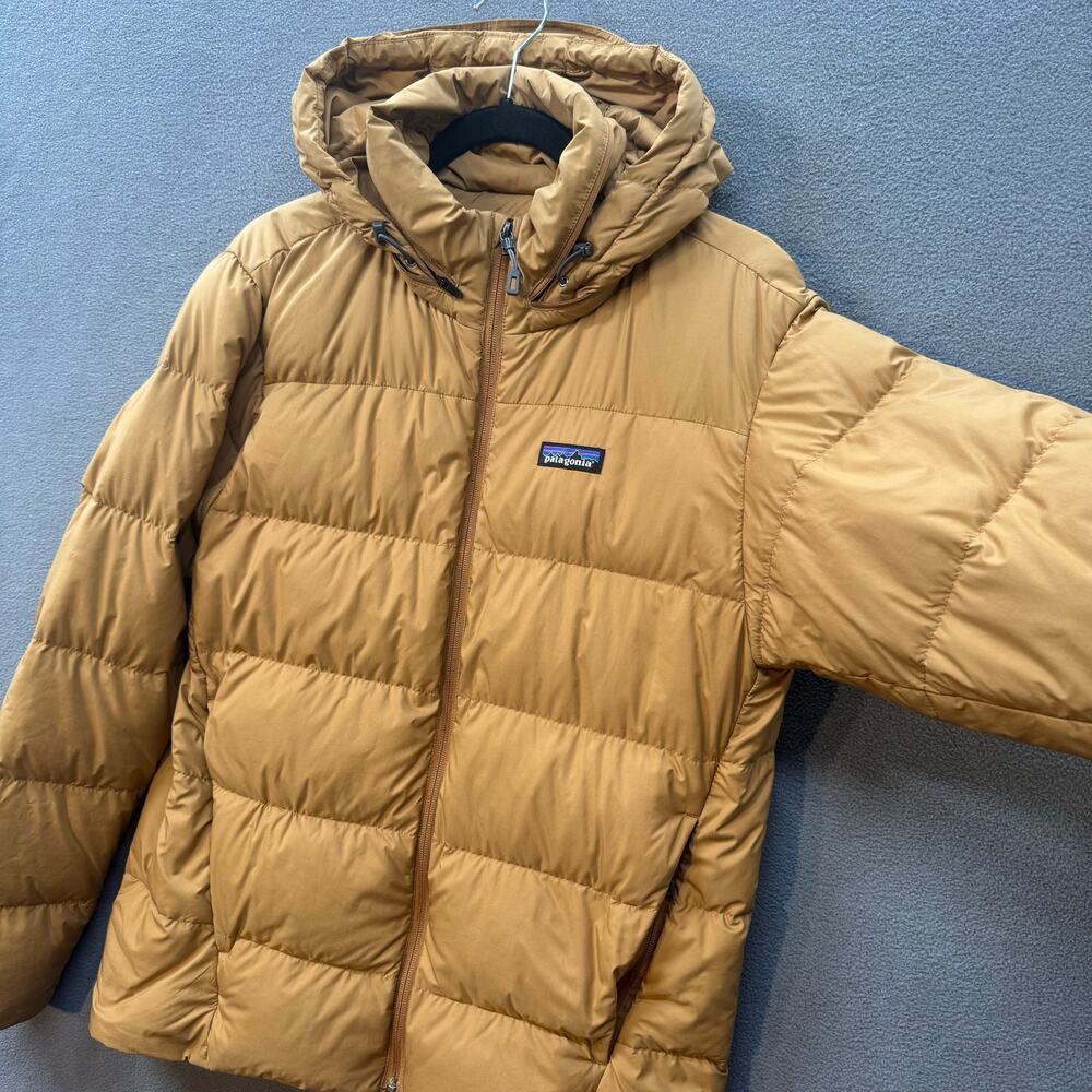 Patagonia Mens Silent Down Jacket 27930 Nest Brown Small Hidden Hood Full Zip - Picture 4 of 16